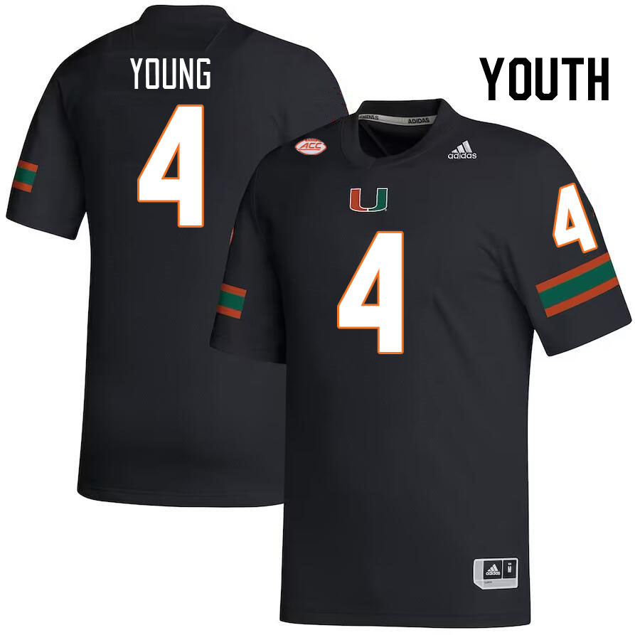 Youth #4 Colbie Young Miami Hurricanes College Football Jerseys Stitched-Black